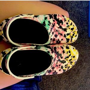 multi-color Fur-lined crocs